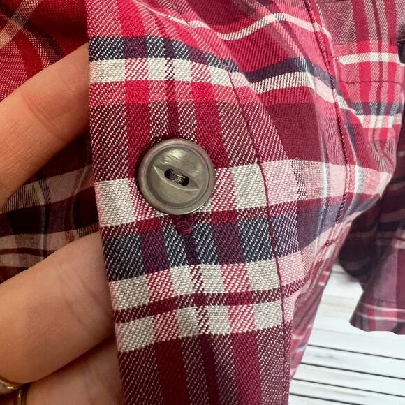 TOMMY BAHAMA Men's L Silk Red Plaid Button Front Casual Shirt Short Sleeve - Picture 7 of 12